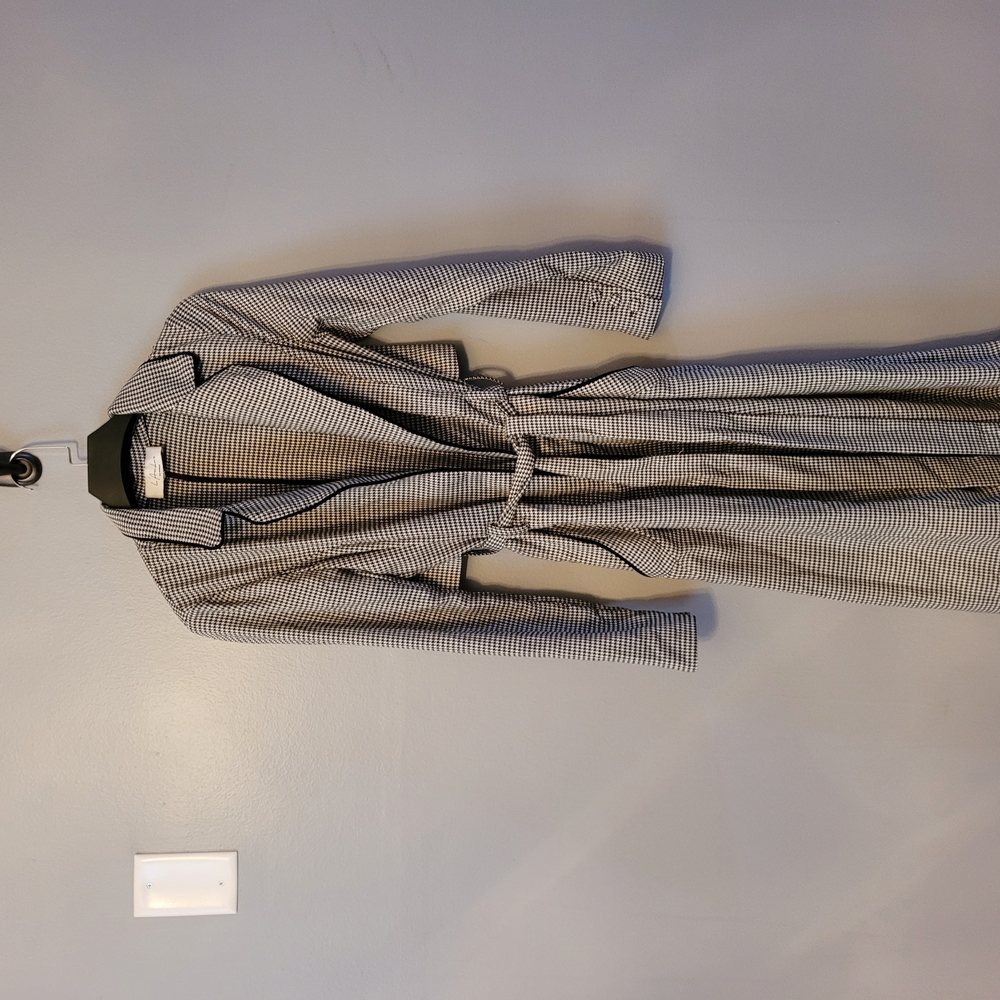 L'Academie Black and White Striped Trench Coat